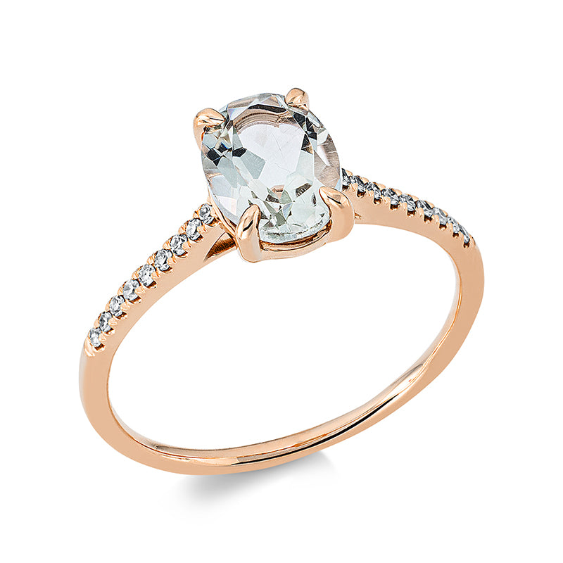 Ring mit Amethyst  aus 750/-18 Karat Rotgold mit 18 Diamanten 0
