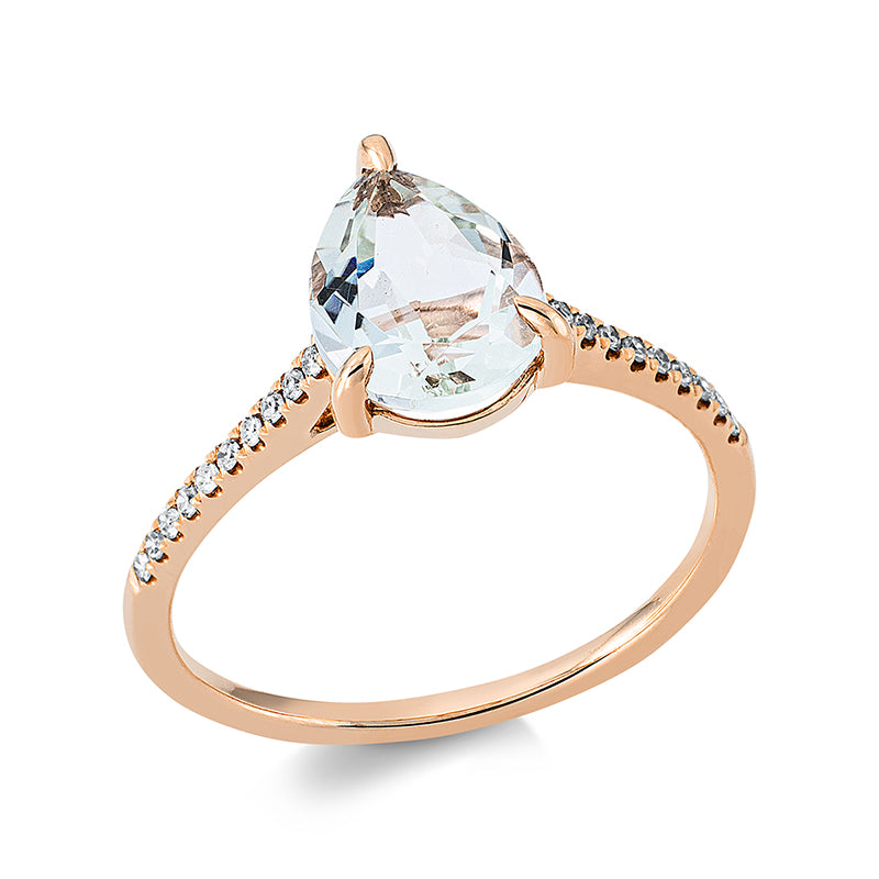 Ring mit Amethyst  aus 750/-18 Karat Rotgold mit 20 Diamanten 0