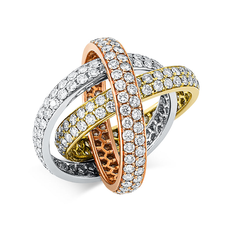 Ring    aus 750/-18 Karat Weißgold / Gelbgold / Rotgold mit 228 Diamanten 3