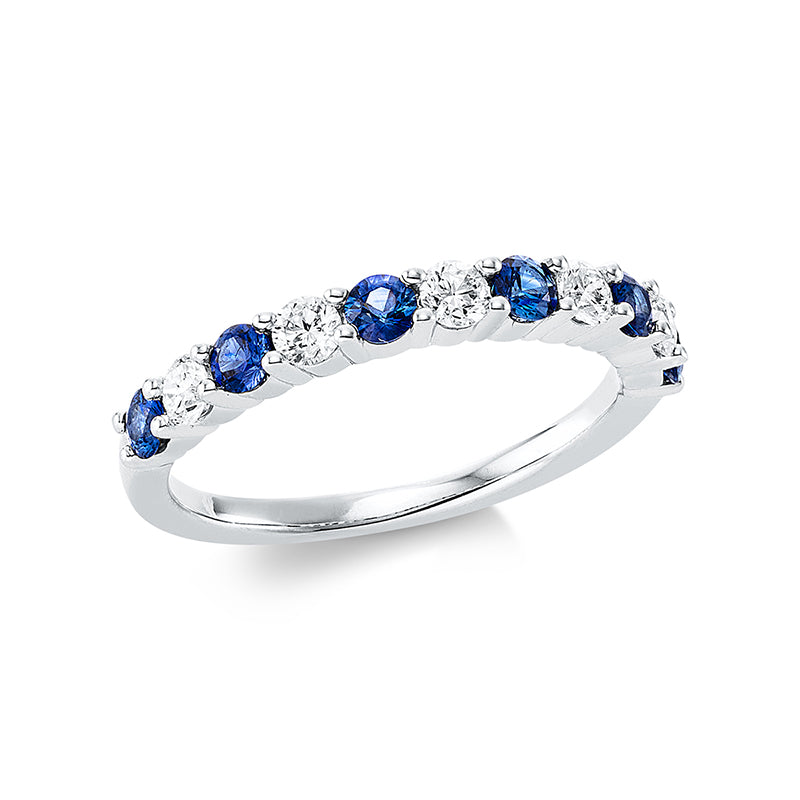 Ring mit Saphir  aus 750/-18 Karat Weißgold mit 5 Diamanten 0