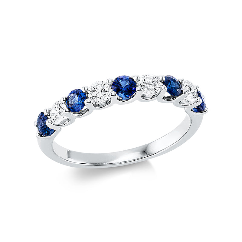 Ring mit Saphir  aus 750/-18 Karat Weißgold mit 4 Diamanten 0