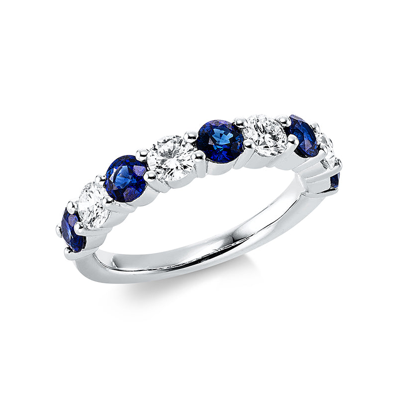 Ring mit Saphir  aus 750/-18 Karat Weißgold mit 4 Diamanten 0