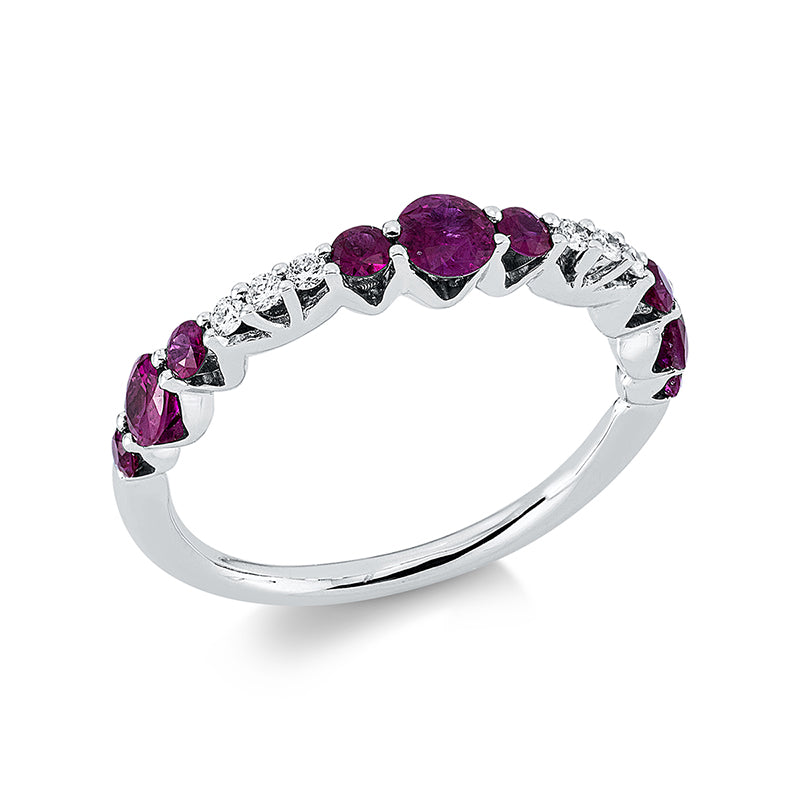 Ring mit Rubin  aus 750/-18 Karat Weißgold mit 6 Diamanten 0