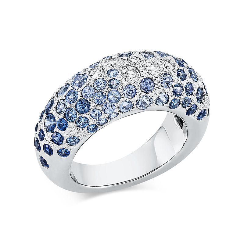 Ring mit Saphir  aus 750/-18 Karat Weißgold mit 6 Diamanten 0