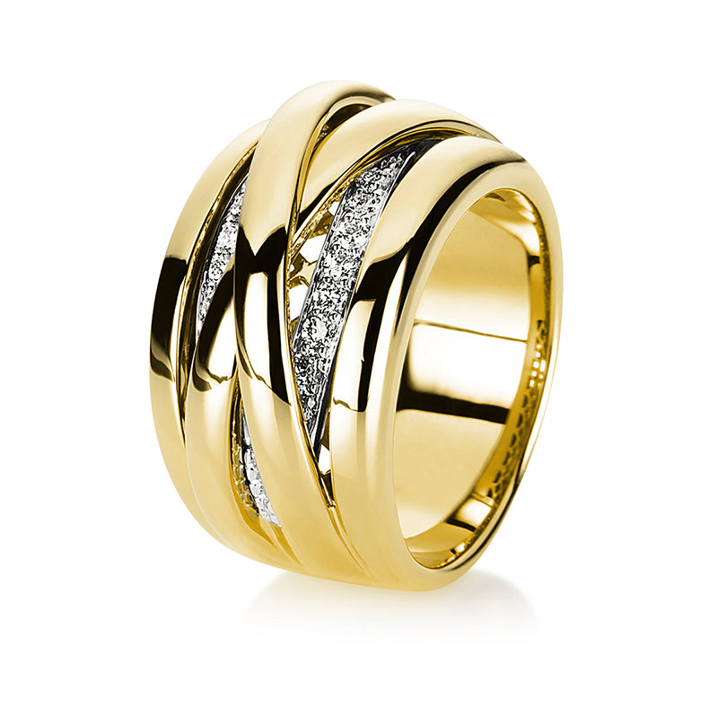 Ring    aus 750/-18 Karat Gelbgold / Weißgold mit 16 Diamanten 0