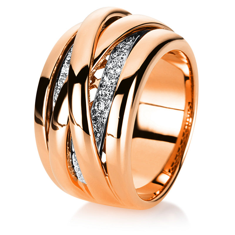 Ring    aus 750/-18 Karat Rotgold / Weißgold mit 16 Diamanten 0