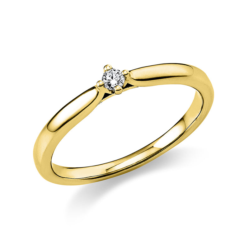 Ring    aus 585/-14 Karat Gelbgold mit 1 Diamant 0