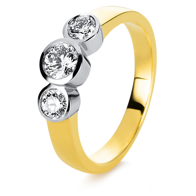 Ring    aus 750/-18 Karat Gelbgold / Weißgold mit 3 Diamanten 0