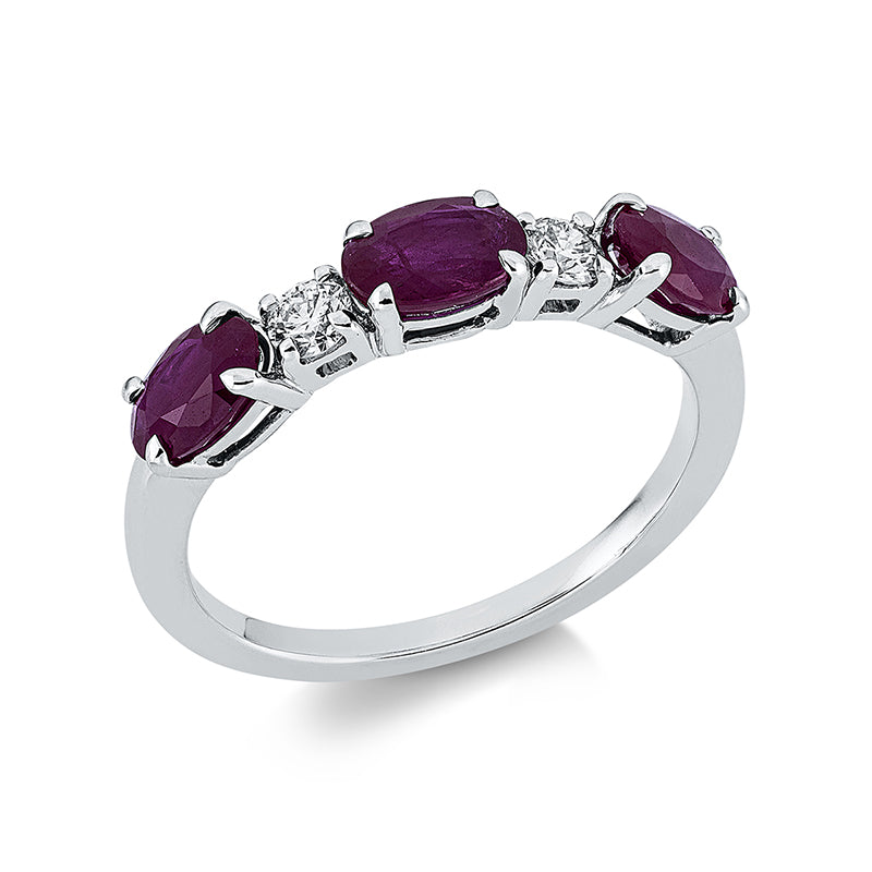 Ring mit Rubin  aus 750/-18 Karat Weißgold mit 2 Diamanten 0