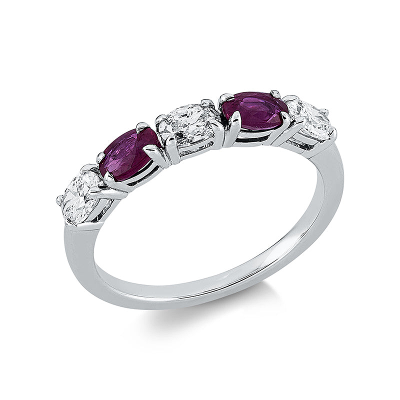 Ring mit Rubin  aus 750/-18 Karat Weißgold mit 3 Diamanten 0
