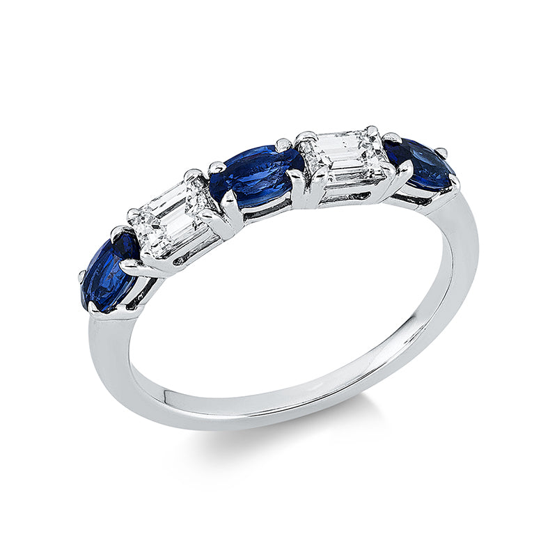 Ring mit Saphir  aus 750/-18 Karat Weißgold mit 2 Diamanten 0
