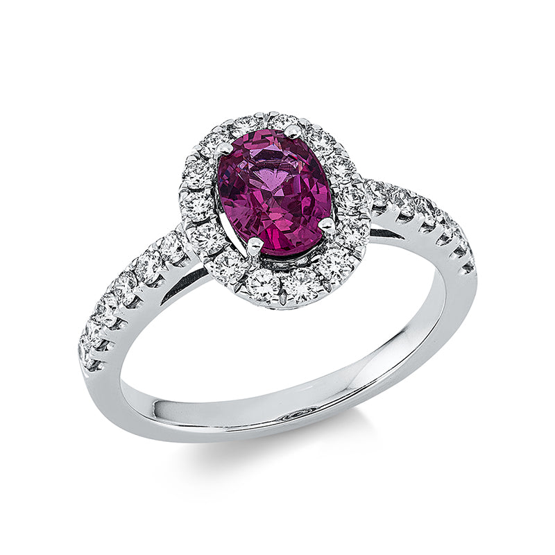 Ring mit Rubin  aus 750/-18 Karat Weißgold mit 26 Diamanten 0