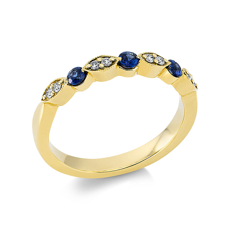 Ring mit Saphir  aus 750/-18 Karat Gelbgold mit 8 Diamanten 0