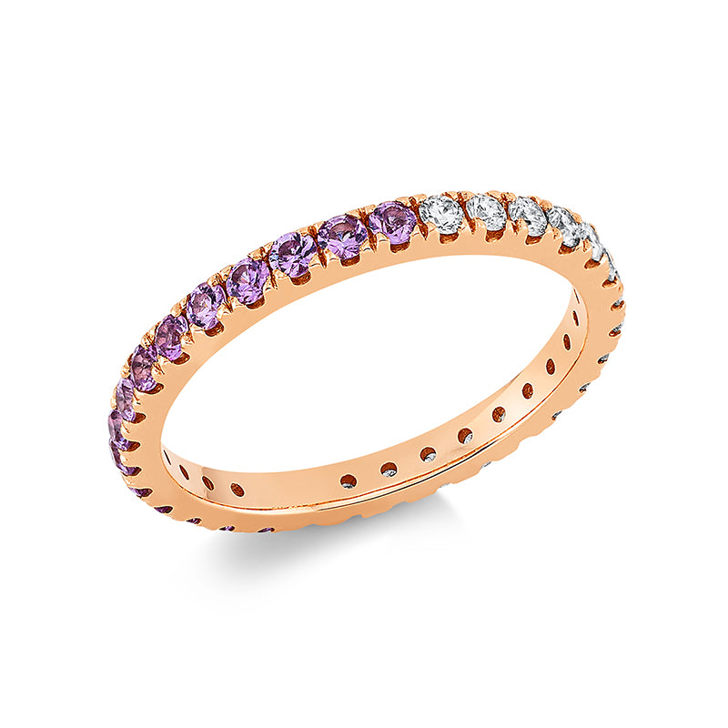 Ring mit Saphir  aus 750/-18 Karat Rotgold mit 16 Diamanten 0