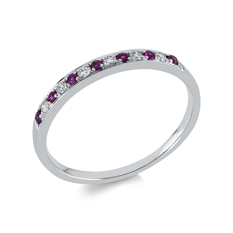 Ring mit Rubin  aus 750/-18 Karat Weißgold mit 6 Diamanten 0