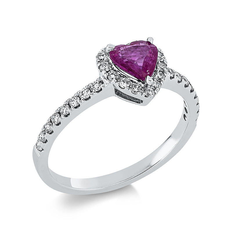 Ring mit Rubin  aus 750/-18 Karat Weißgold mit 31 Diamanten 0