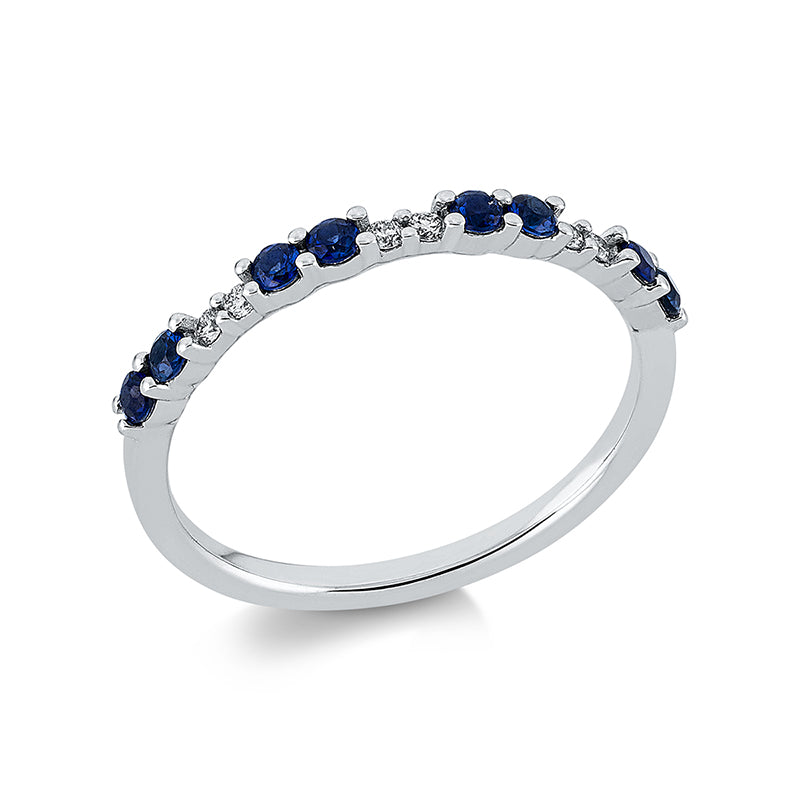 Ring mit Saphir  aus 750/-18 Karat Weißgold mit 6 Diamanten 0