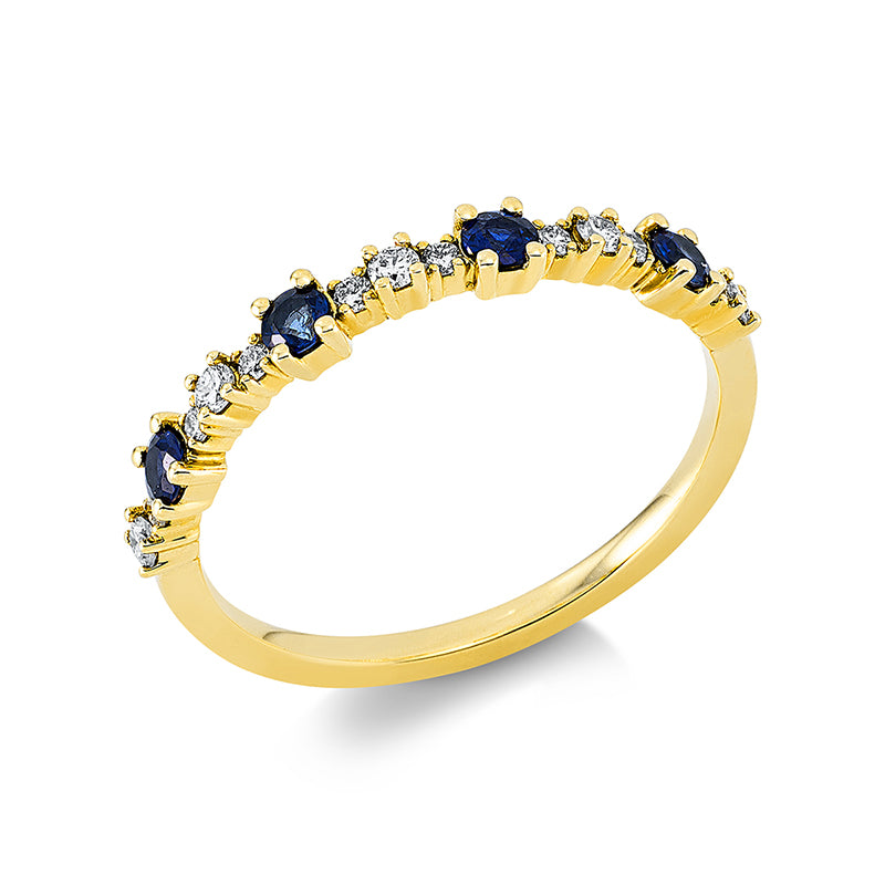 Ring mit Saphir  aus 750/-18 Karat Gelbgold mit 13 Diamanten 0