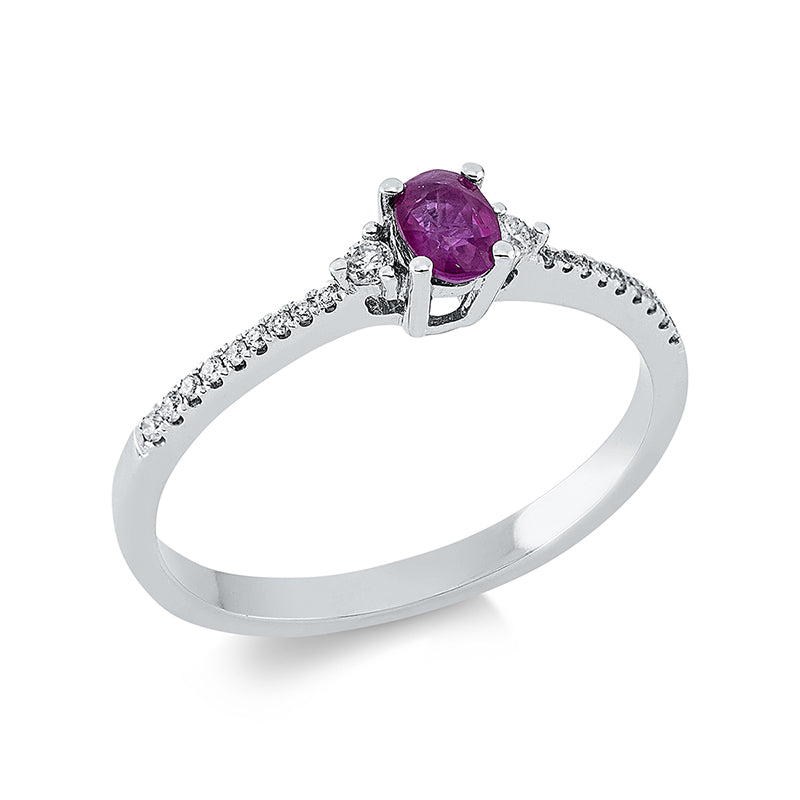Ring mit Rubin  aus 750/-18 Karat Weißgold mit 20 Diamanten 0