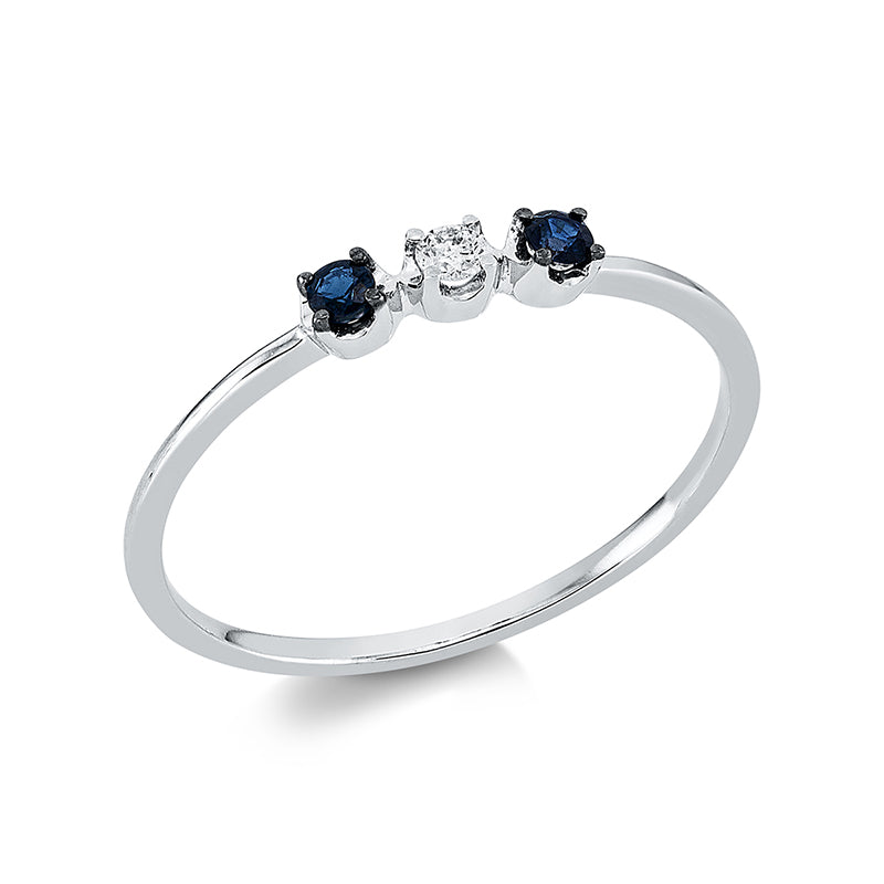Ring mit Saphir  aus 750/-18 Karat Weißgold mit 1 Diamant 0