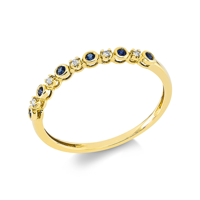 Ring mit Saphir  aus 750/-18 Karat Gelbgold mit 5 Diamanten 0