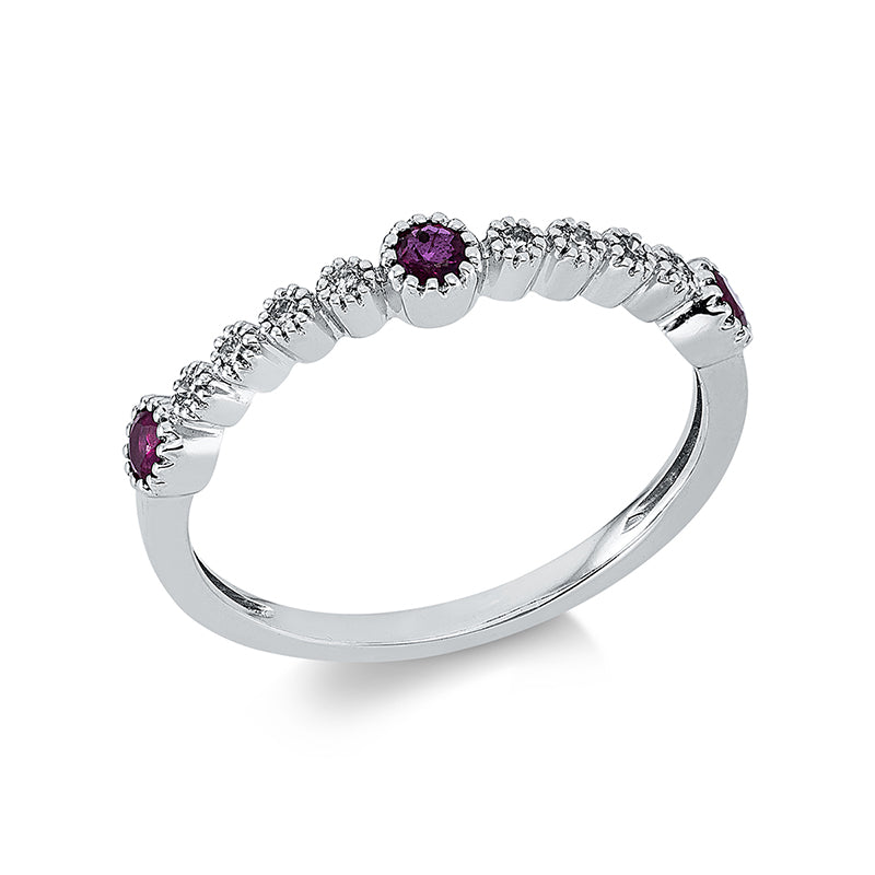 Ring mit Rubin  aus 750/-18 Karat Weißgold mit 8 Diamanten 0
