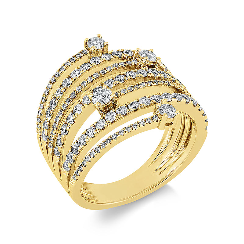 Ring    aus 750/-18 Karat Gelbgold mit 128 Diamanten 1
