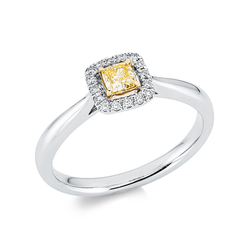 Ring    aus 750/-18 Karat Weißgold / Gelbgold mit 17 Diamanten 0
