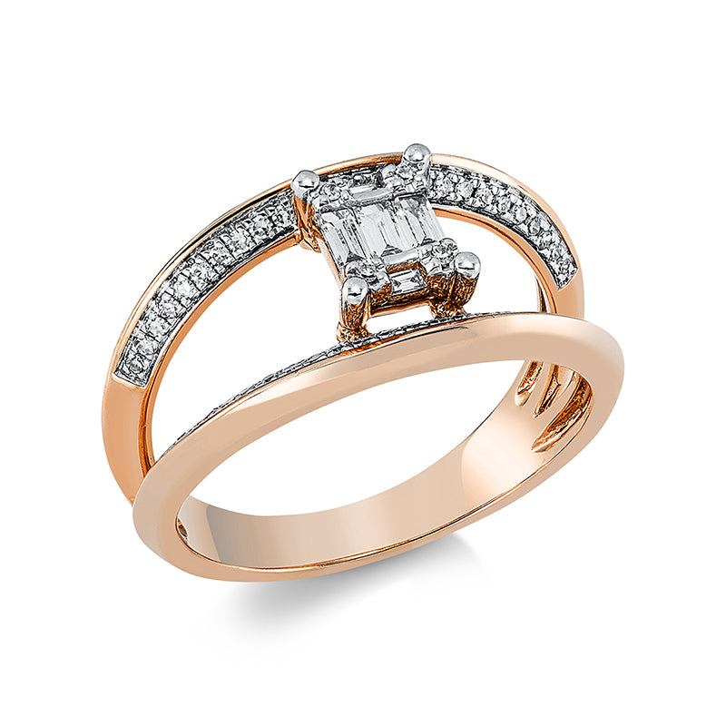 Ring    aus 585/-14 Karat Rotgold mit 59 Diamanten 0