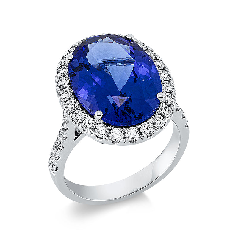 Ring mit Tansanit  aus 750/-18 Karat Weißgold mit 38 Diamanten 0