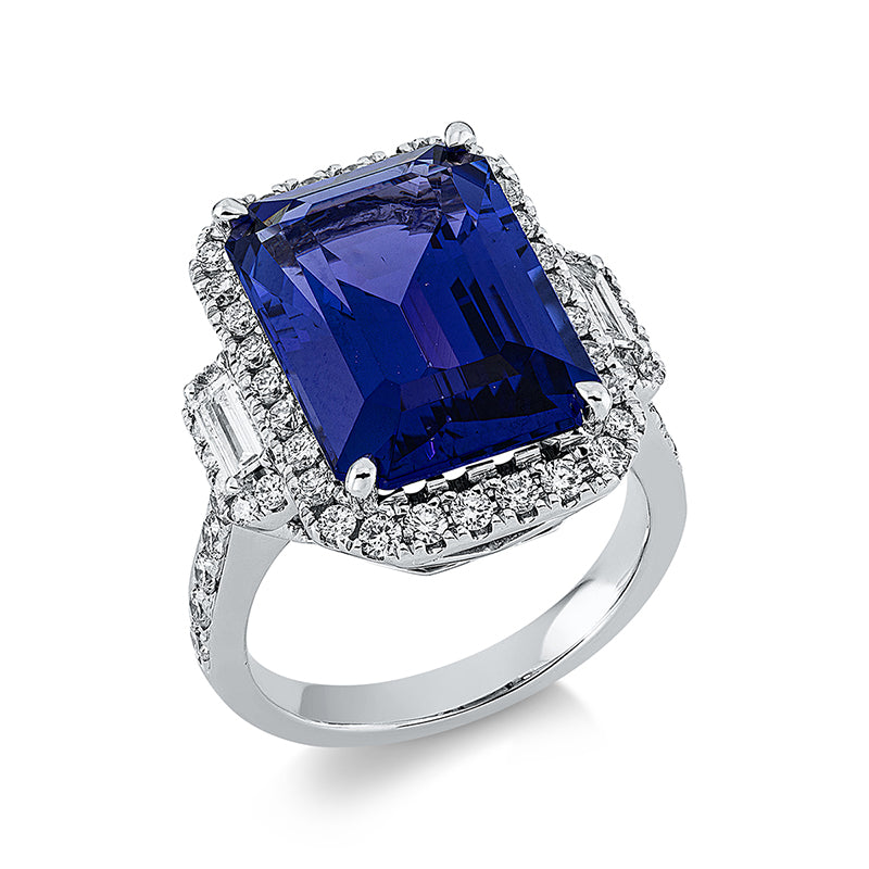 Ring mit Tansanit  aus 750/-18 Karat Weißgold mit 56 Diamanten 1