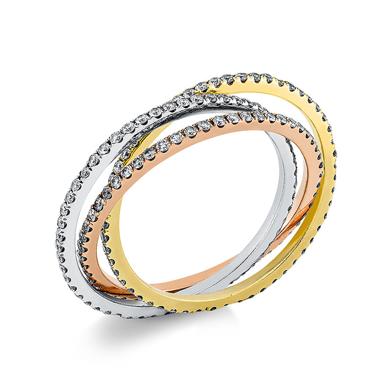 Ring    aus 750/-18 Karat Weißgold / Gelbgold / Rotgold mit 165 Diamanten 1