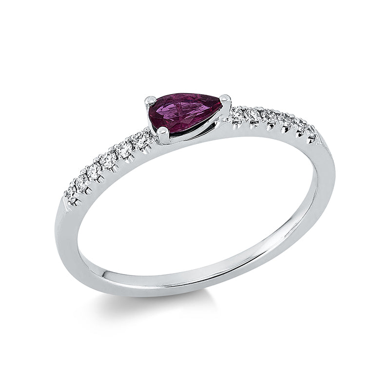 Ring mit Rubin  aus 750/-18 Karat Weißgold mit 12 Diamanten 0