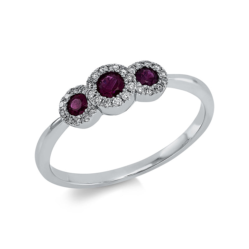 Ring mit Rubin  aus 750/-18 Karat Weißgold mit 30 Diamanten 0
