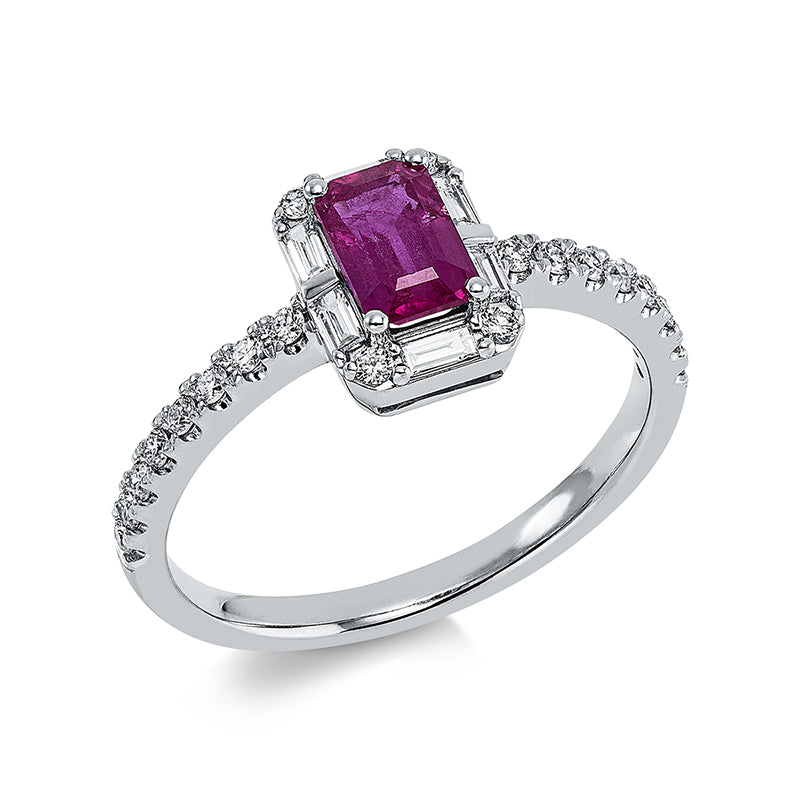 Ring mit Rubin  aus 750/-18 Karat Weißgold mit 26 Diamanten 0