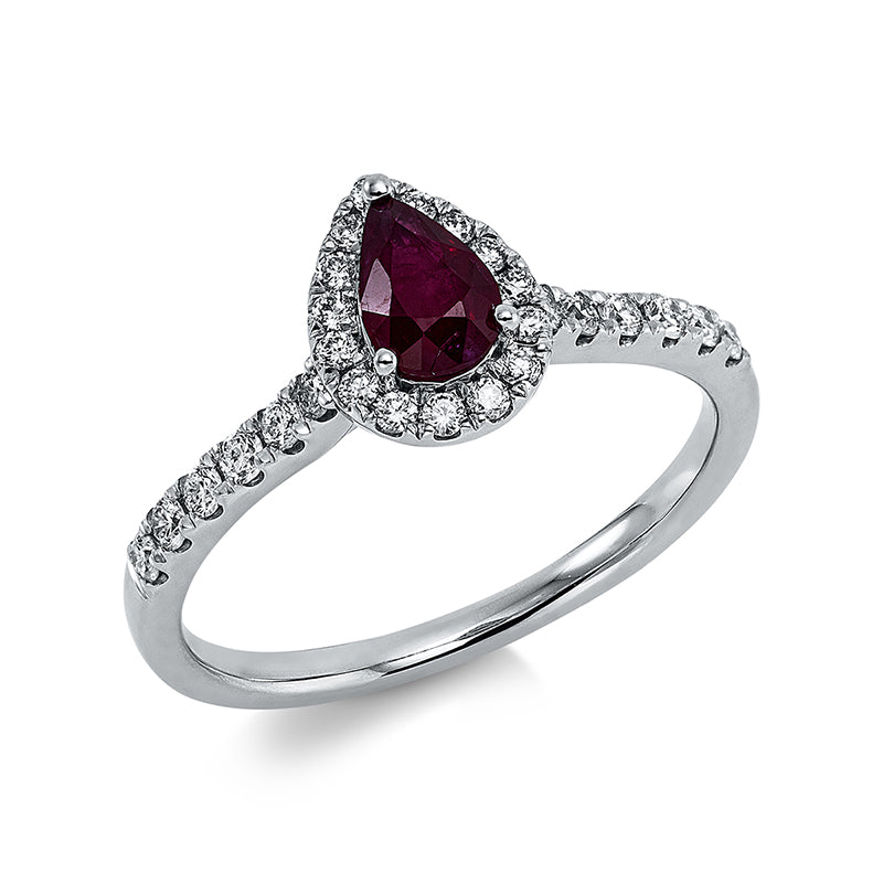 Ring mit Rubin  aus 750/-18 Karat Weißgold mit 27 Diamanten 0