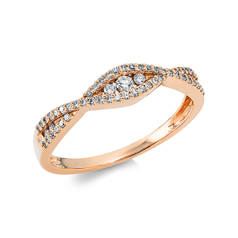 Ring    aus 750/-18 Karat Rotgold mit 57 Diamanten 0