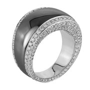 Ring - Mehrfachsteinbesatz aus Gold mit Diamanten, schwarz rhodiniert, poliliert - 1G613