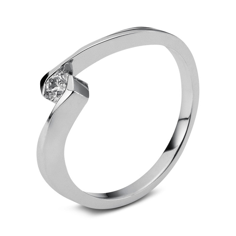 Ring    aus 585/-14 Karat Weißgold mit 1 Diamant 0