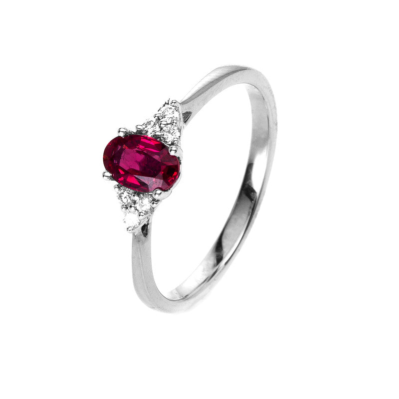 Ring mit Rubin  aus 750/-18 Karat Weißgold mit 6 Diamanten 0