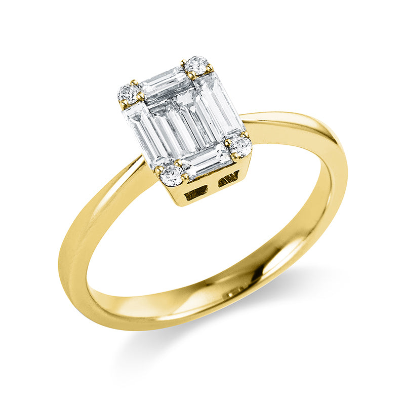 Ring    aus 750/-18 Karat Gelbgold mit 10 Diamanten 0