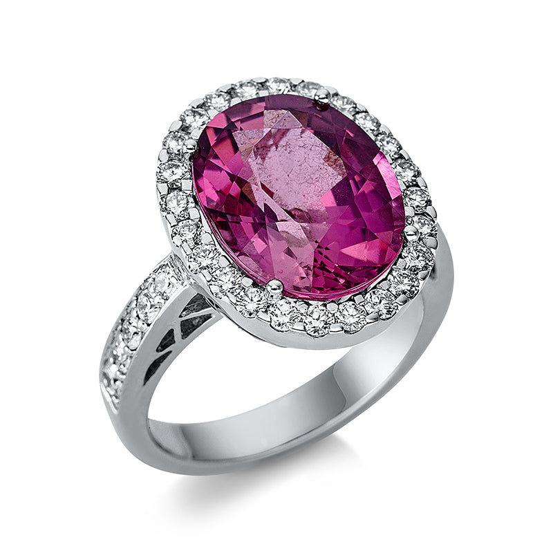 Ring mit Turmalin  aus 750/-18 Karat Weißgold mit 34 Diamanten 0