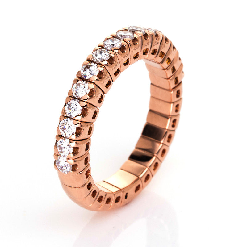 Ring - Memoire halb aus Gold mit Diamanten, elastisch - 1J211