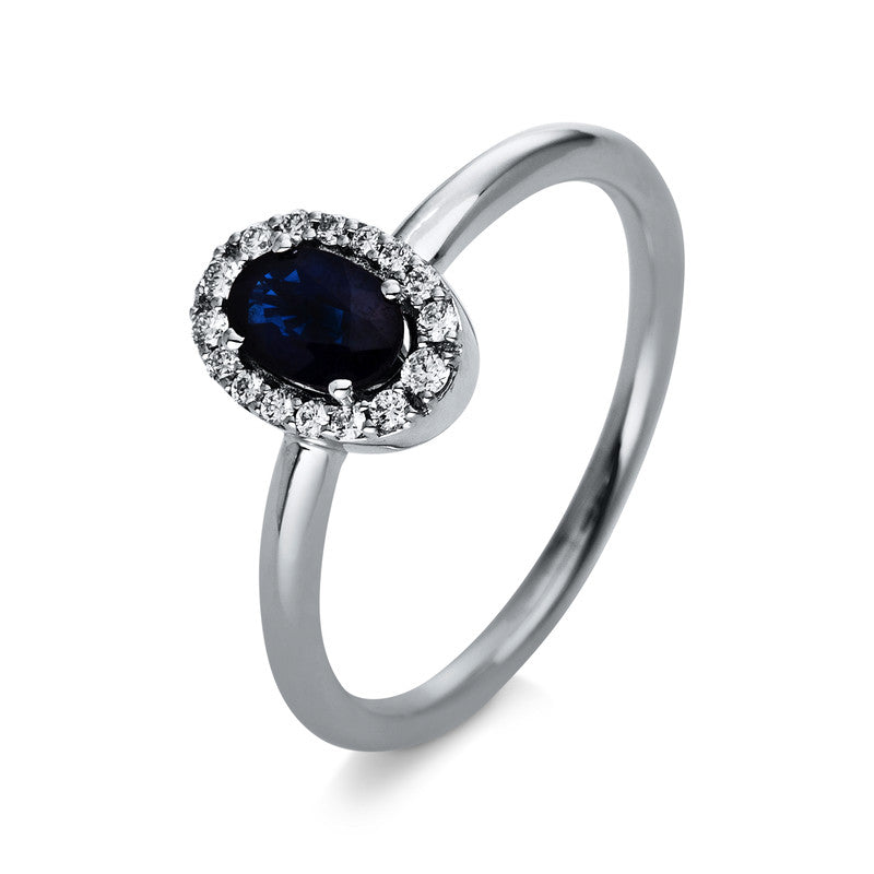 Ring mit Saphir  aus 750/-18 Karat Weißgold mit 16 Diamanten 0