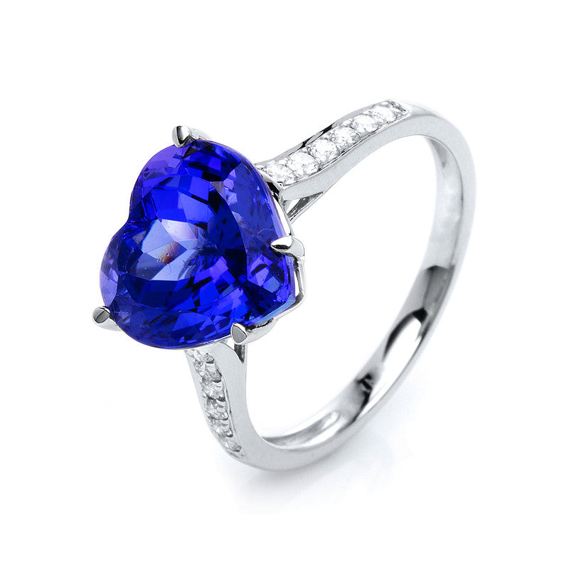 Ring mit Tansanit  aus 585/-14 Karat Weißgold mit 12 Diamanten 0