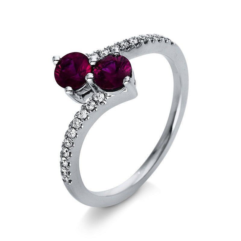 Ring mit Rubin  aus 750/-18 Karat Weißgold mit 20 Diamanten 0