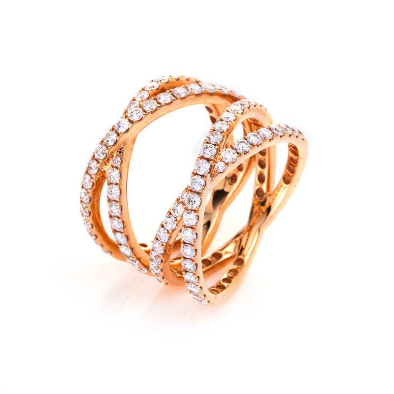 Ring    aus 750/-18 Karat Rotgold mit 76 Diamanten 1