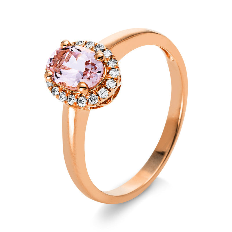 Ring mit Morganit  aus 417/-10 Karat Rotgold mit 18 Diamanten 0