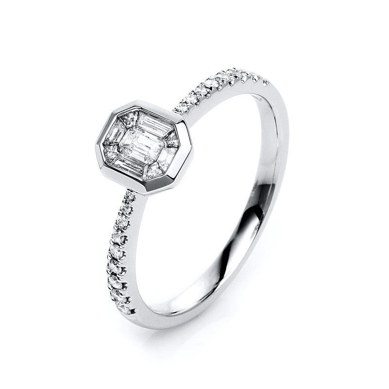 Ring    aus 750/-18 Karat Weißgold mit 27 Diamanten 0