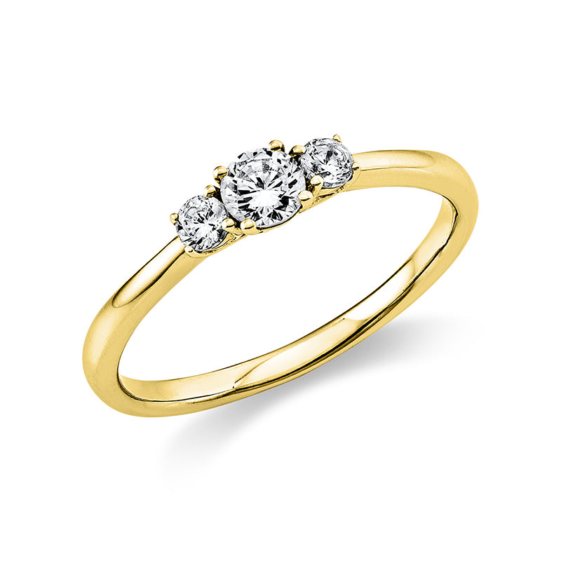 Ring - Solitaire mit Seitenbesatz aus Gold mit Diamanten - 1K357